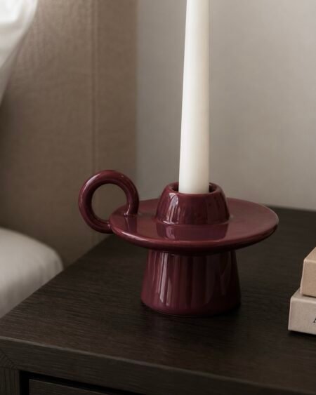 Burgundy Ceramic Candle Holder