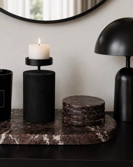 BLACK WOODEN CANDLE HOLDER